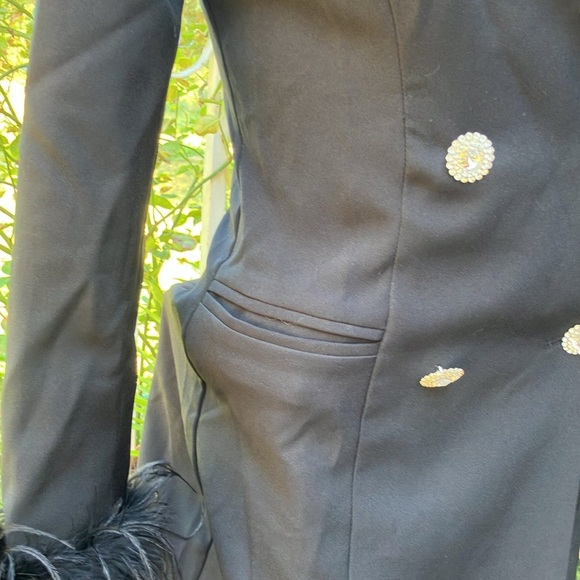 Double-Breasted Women's dress/ Coat with feather plume cuffs retro 40’s small - Picture 3 of 11